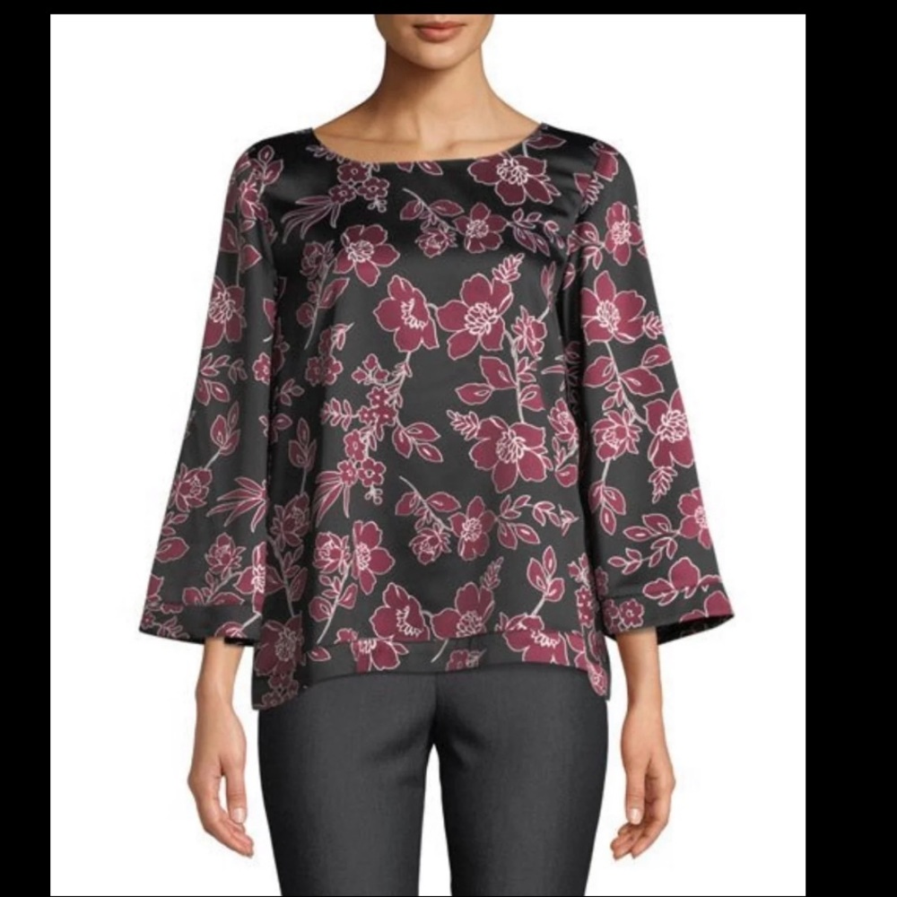 Tahari ASL 3/4 length sleeve blouse size S